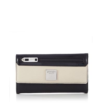 Black colour block foldover purse